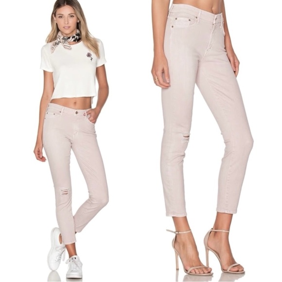 Mother Jeans Sz 25 The Looker Crop Sexy Just Walked Into Town Blush Denim White - Picture 1 of 16